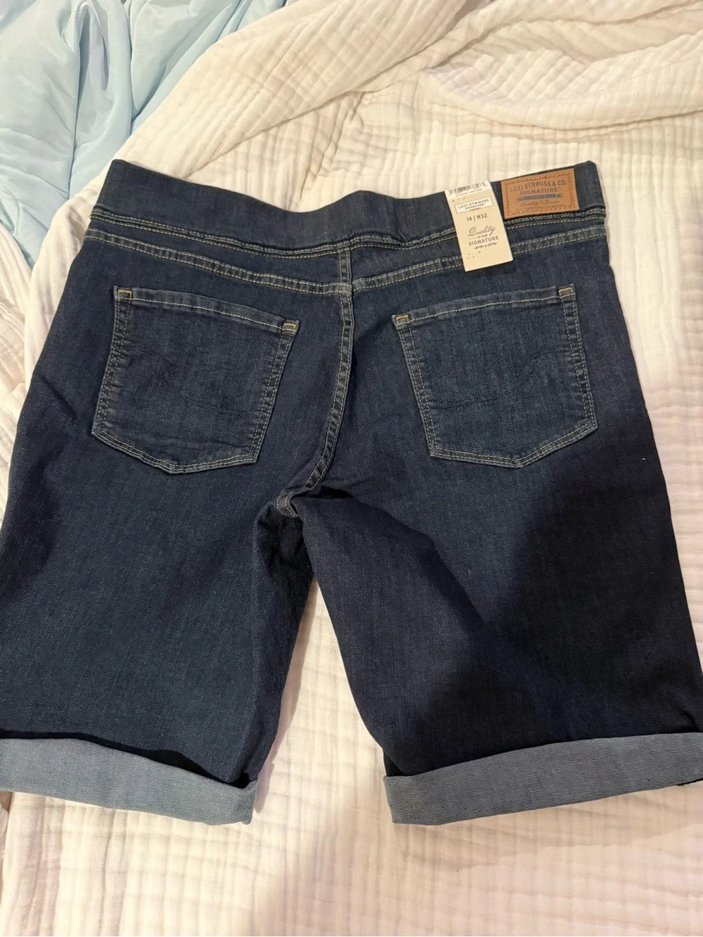 Levi's Dark Blue Relaxed Fit Denim Shorts w Built in Shapewear.